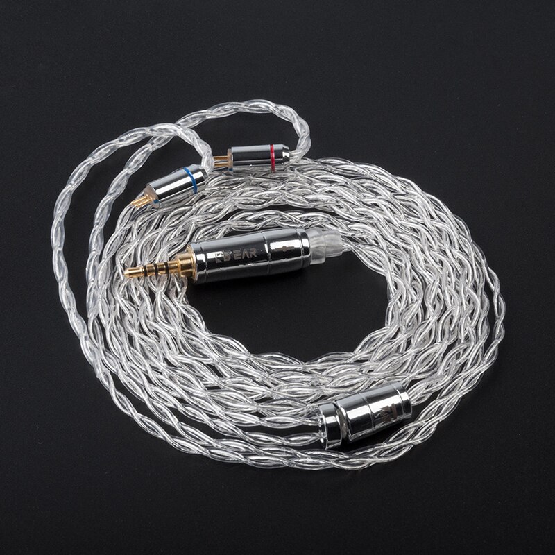 KBEAR limpid 4 Core 4N 99.99% Purity silver earphone cable 3.5/2.5/4.4mm MMCX/0.78mm 2Pin/QDC/TFZ For ZSX BLON BL-03: 2 pin 2.5mm