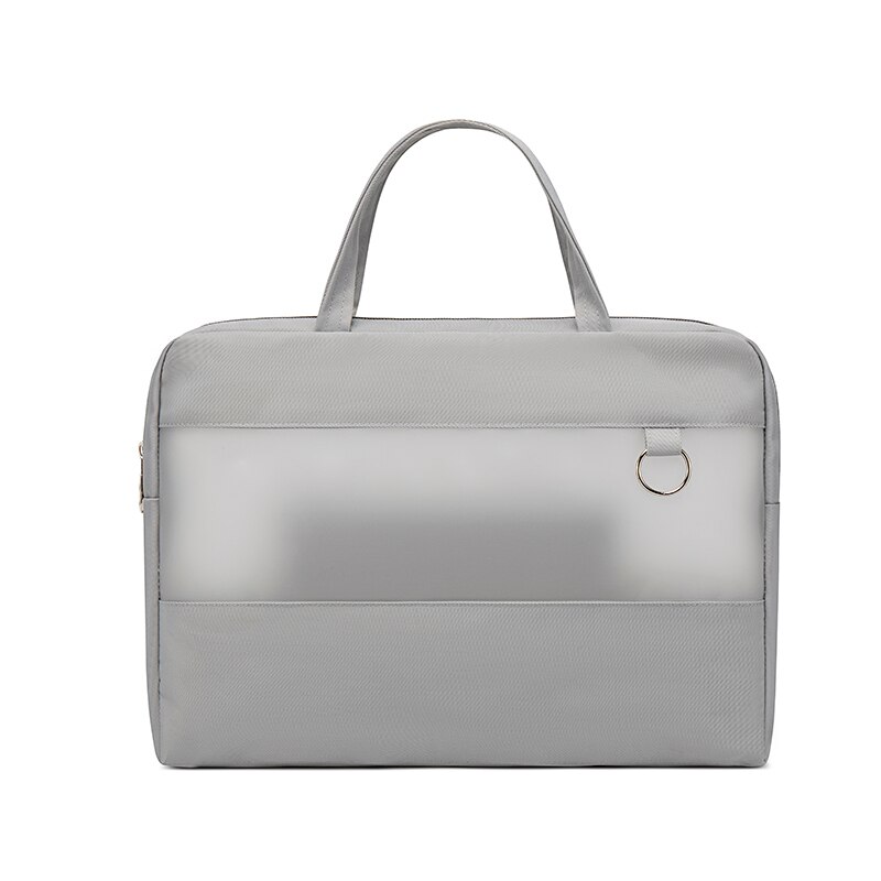 Waterproof Polyester Transparent Zipper Computer Briefcase File Folder Business Document Bag Set: Gray