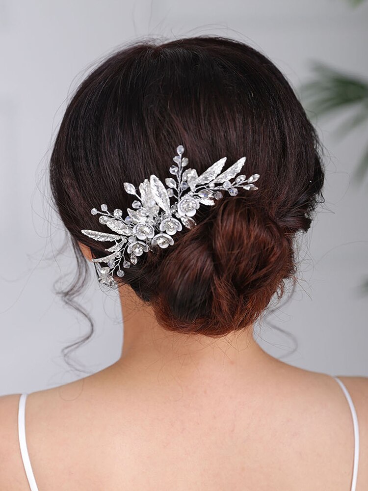 Coiffes de mariage faites à la main, peigne à cheveux argent, coiffures de mariée, bijoux fascinants pour femmes, nouveauté: Default Title