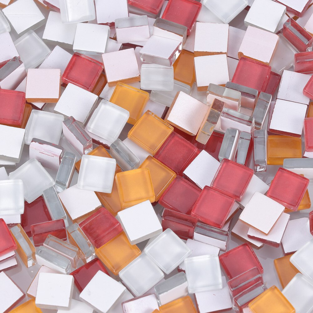 300Stck Bunte Kristall Glas Mosaik Fliesen Kreative Handwerk DIY Dekorative Fliesen Zauberstab Hintergrund Dekoration (Orange)
