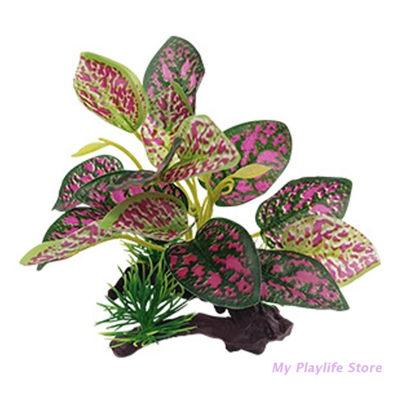 Aquarium Künstliche Decor Simulation Treibholz Zweige mit Kunststoff Pflanze Aquarium Dekorationen Aquatische Unterwasser Blätter Verstecken: Rot