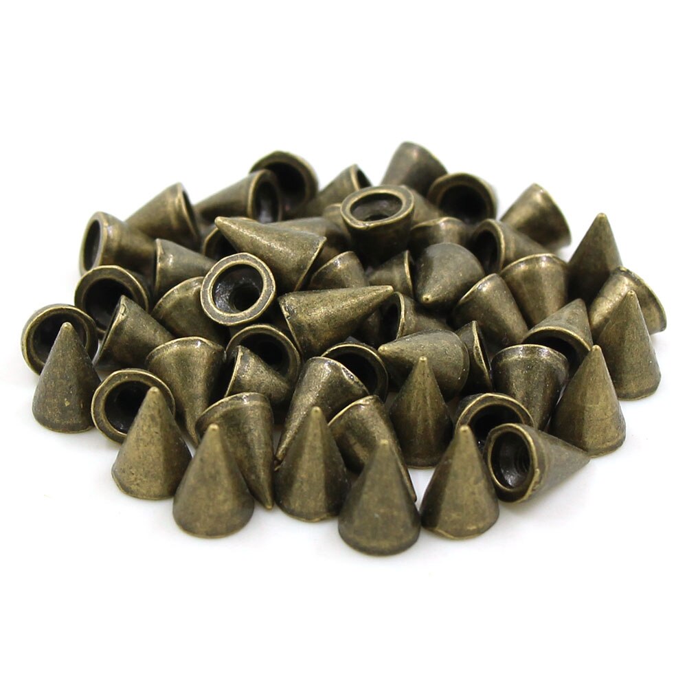 Tachuelas y pinchos de Metal de 7x10mm para ropa, zapatos, bolsos y cinturones, oro, plata, negro o bronce, remaches de cuero Punk, 100 Uds.