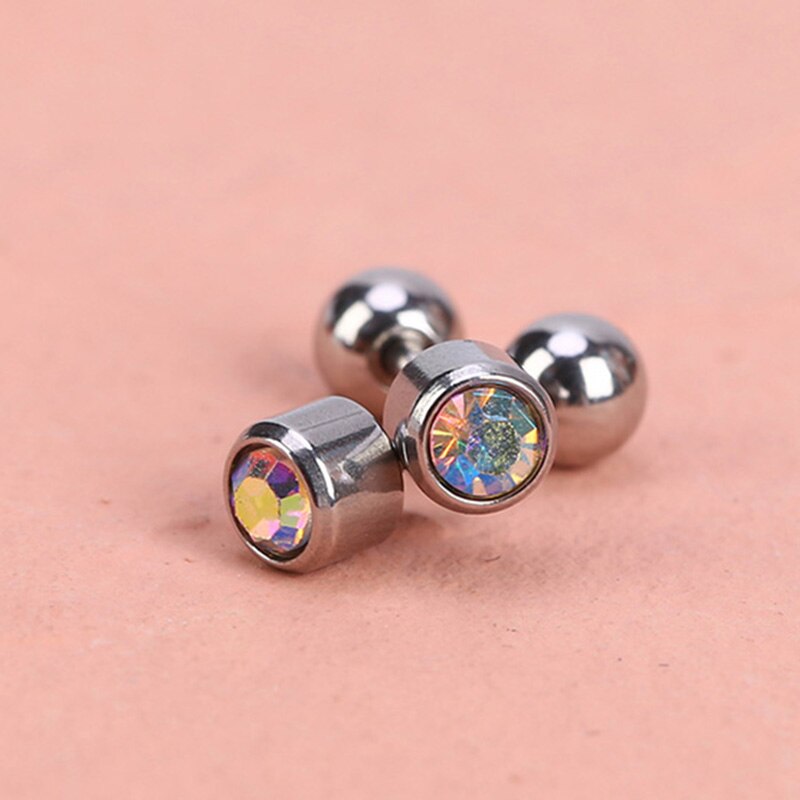 1 paar Medizinische Edelstahl Kristall Schraube Runde Ball Stud Ohrringe Ohr Knochen Nagel Knorpel Ohrring Ohr Piercing Körper Schmuck: Color 12