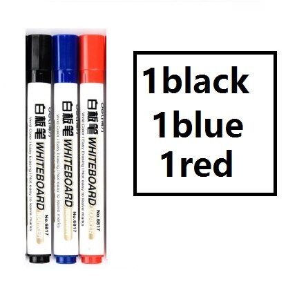 3Pcs Erasable Whiteboard Marker Pen Liquid Type Black Blue Red School Class Home Teaching Kids Drawing Office Meeting 6817: 1black1blue1red