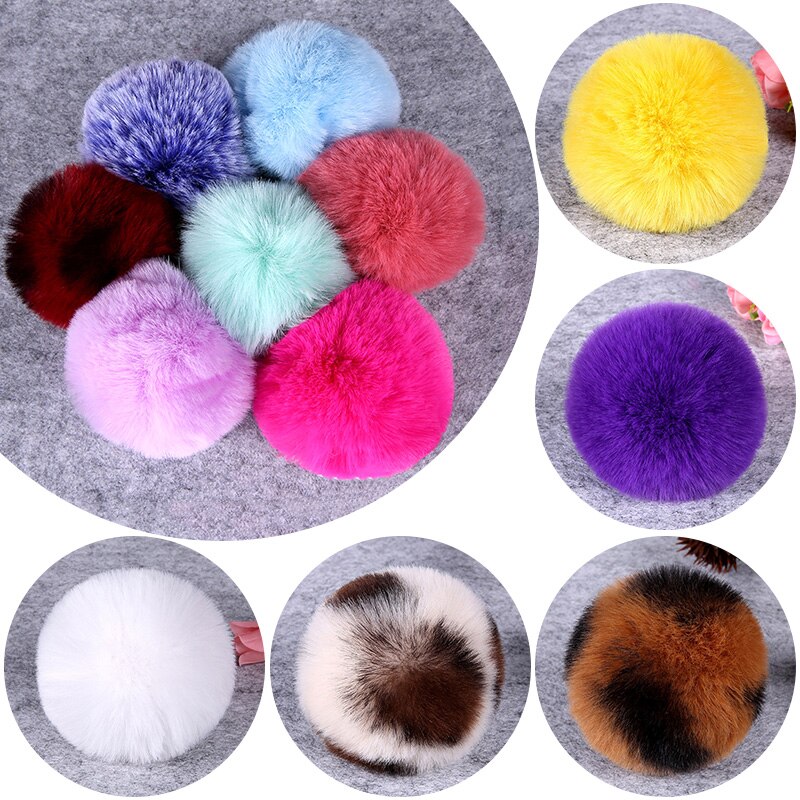 8Cm Diy Winter Zachte Pluizige Rex Konijnenbont Pom Pom Kunstmatige Harige Bal Voor Tassen Mutsen Cap Pompom Accessoires