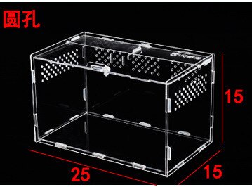 30*20*15cm krybdyr kasse samlet krybdyr terrarium holdbar gennemsigtig akryl koldblodede dyr kasse kæledyrs insektforsyning  c22: 3