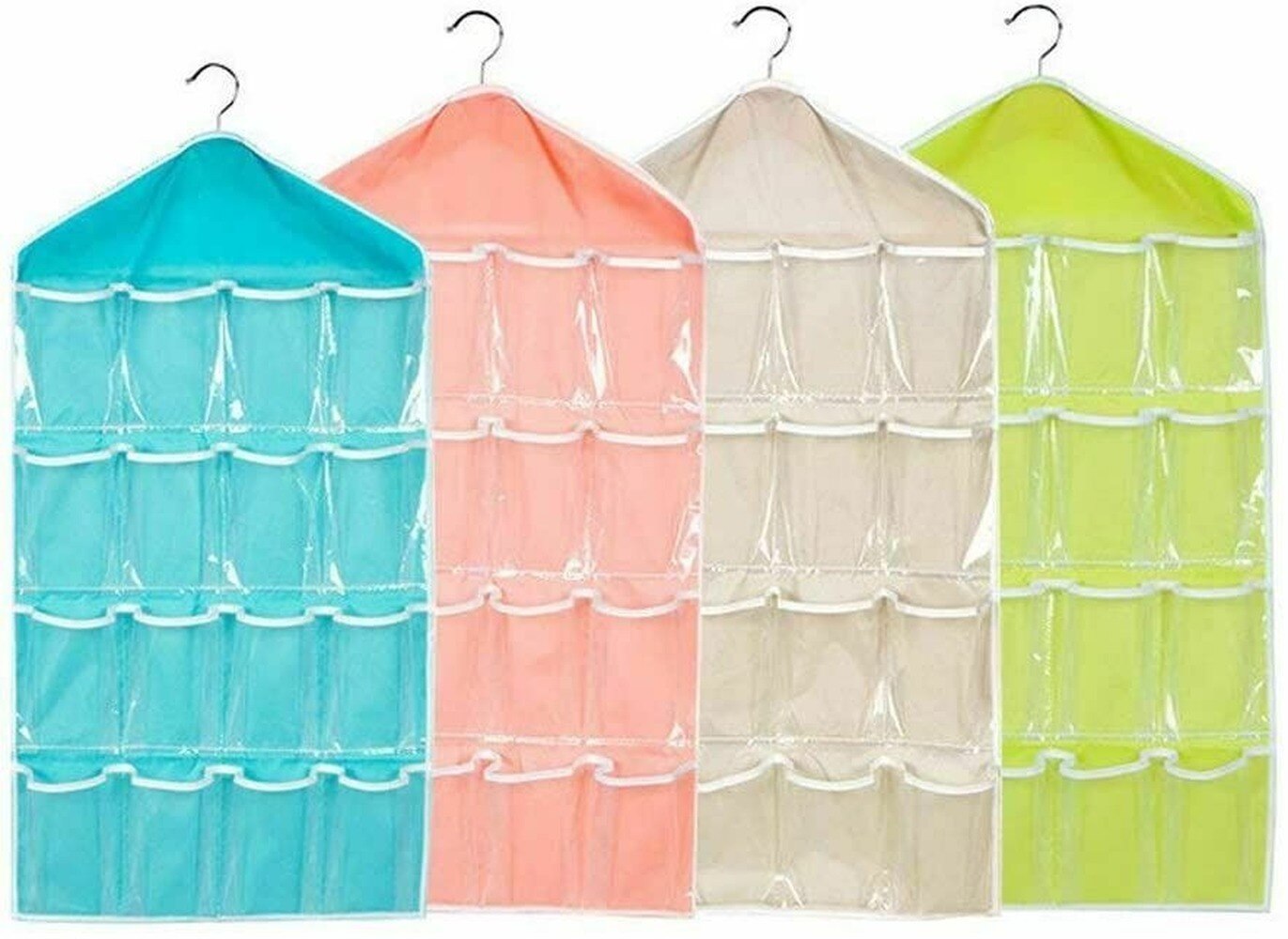 Shiwaki 7 Zakken Mesh Douche Organizer Opknoping Opbergzakken Rail met Roterende Hanger Sneldrogende Badkamer Gordijn Opslag (Wit