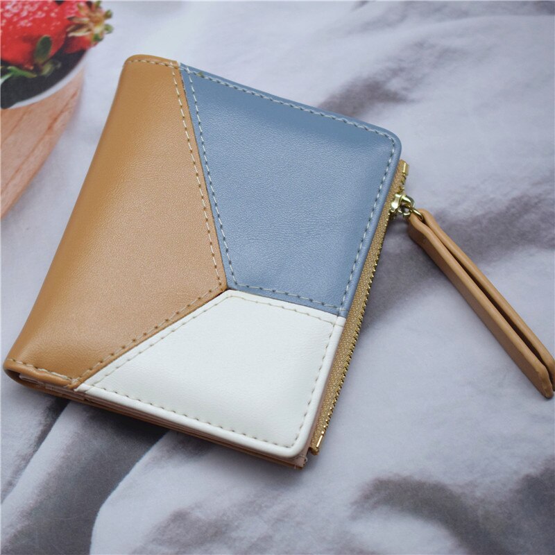 Women Wallet and Purse PU Leather Short Female Purse Hasp/zipper Credit Card Holder Wallet Black/blue/brown/pink Ladies Wallet: Brown