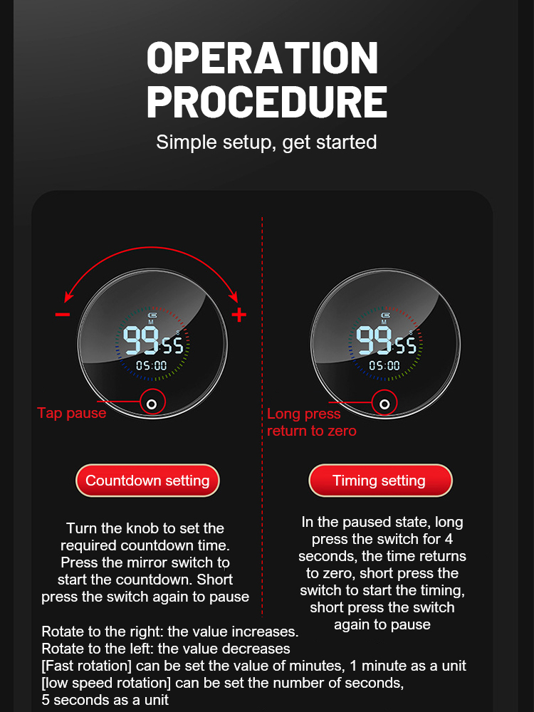 Led Digital Timer For Kitchen Cooking Shower Learning Stopwatch Alarm Countdown Timer Rotating Volume Adjustment Magnetic