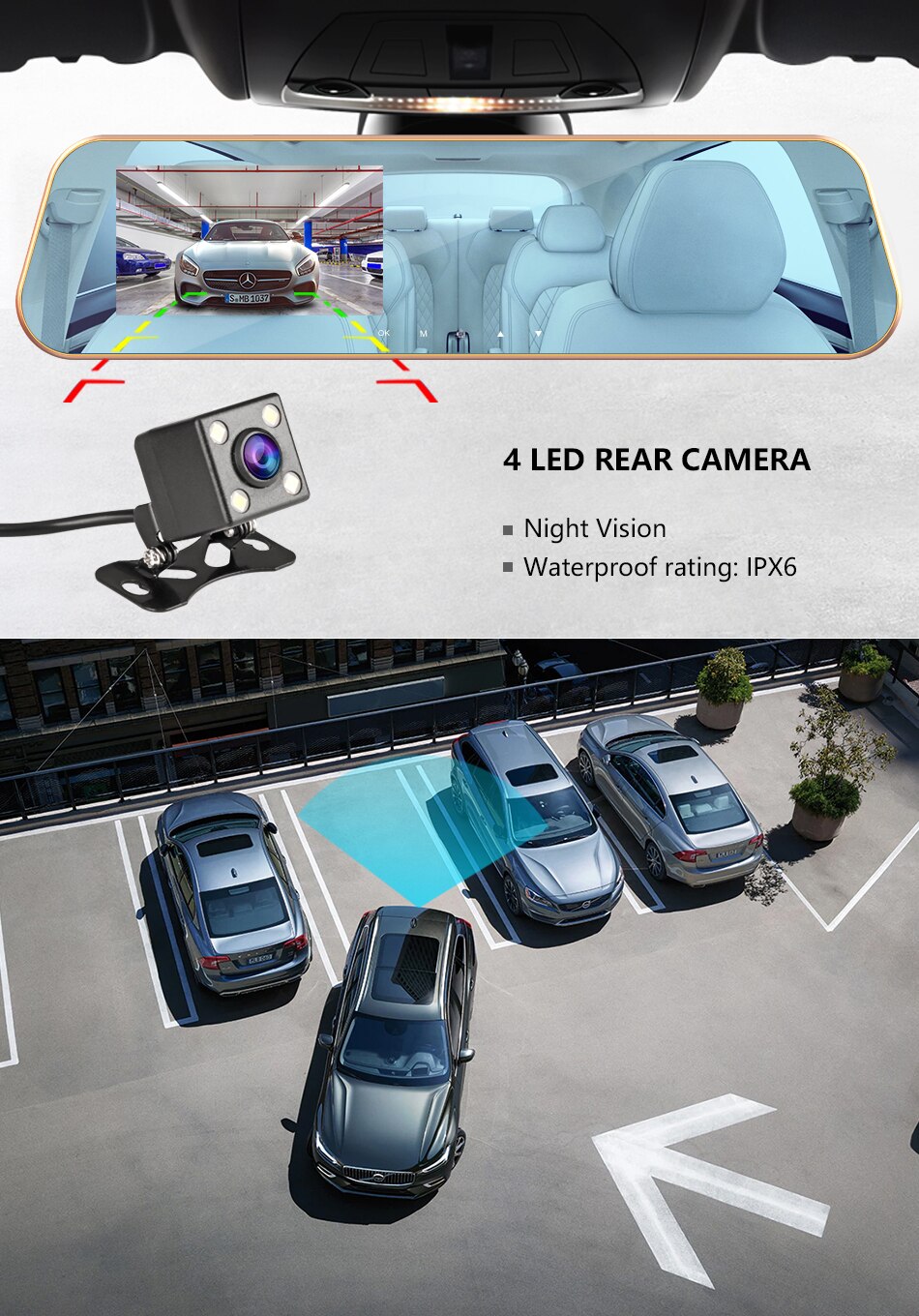 4.3 pouces Full HD 1080P double lentille voiture D – Grandado