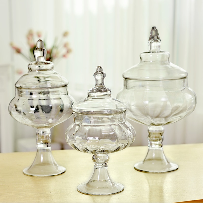 Transparen Glazen flessen Decoratie Ambachten stofdicht stand dessert snoep potten theebus Dozen opslag pot home Decor