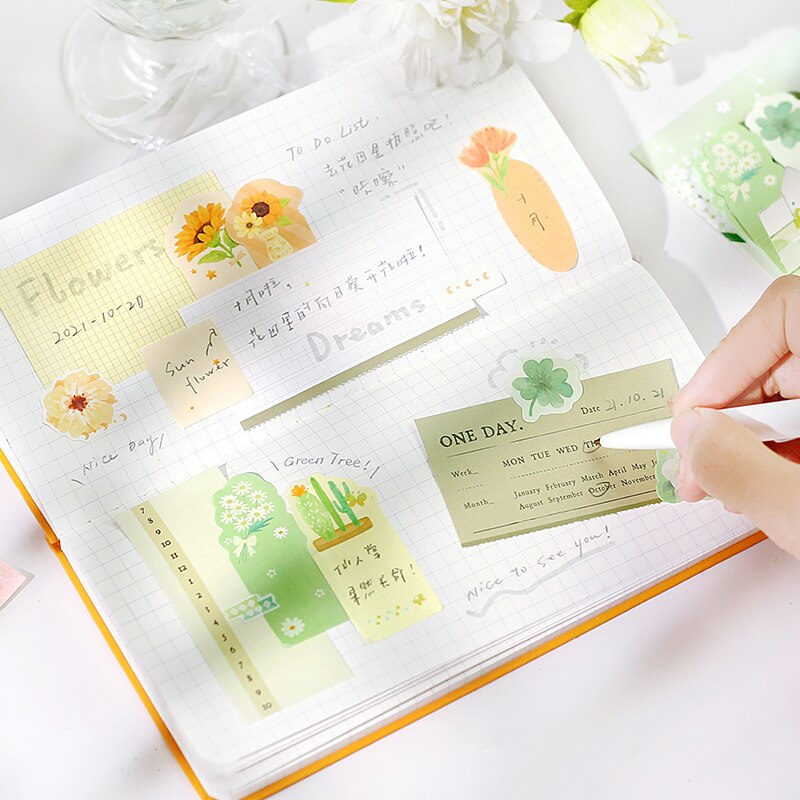 120Sheets/Pack Bloem Memo Pad Stickers Decal Sticky Notes Scrapbooking Diy Kawaii Notepad Dagboek 788