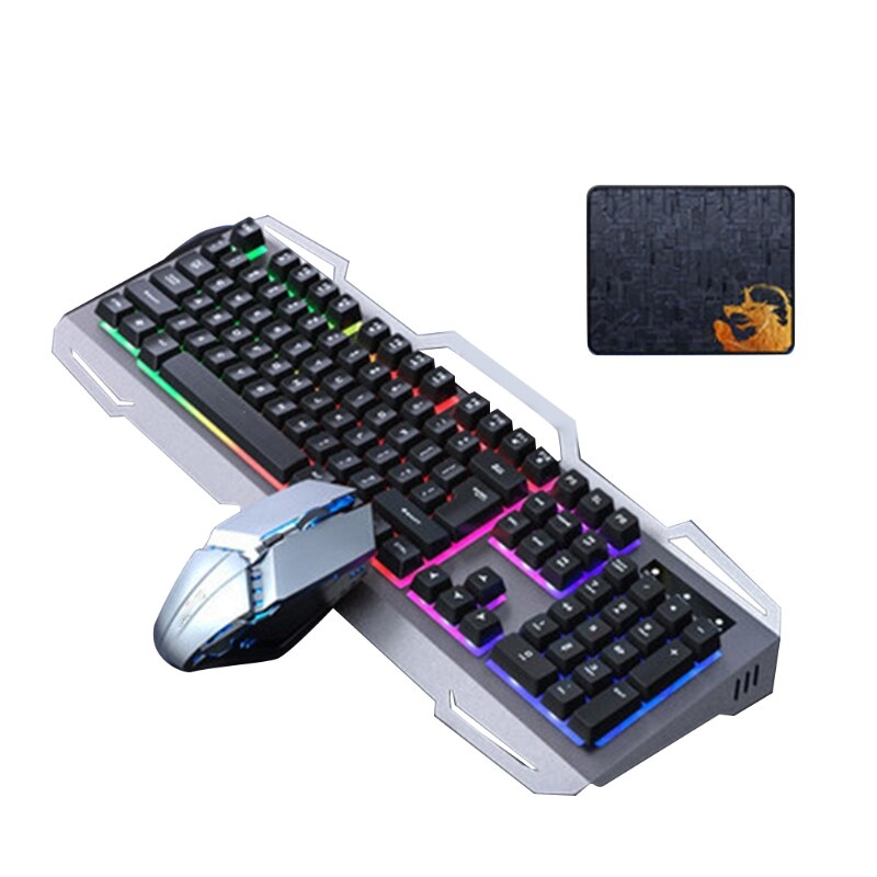 Gaming Keyboard Mouse Set Backlight Wired USB Ergonomic Mechanical Feel Gamer RGB Keyboard 104Keys for Tablet Desktop: 1