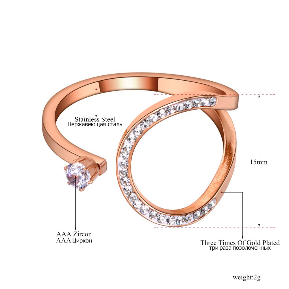 Lokaer Titan Edelstahl Böhmen Geometrische Strass Ring Schmuck exquisit CZ Kristall Hochzeit Ringe Für Frauen R19136