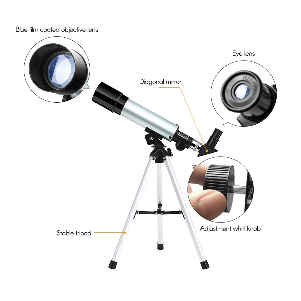 Astronomical Telescope Compact Portable Telescope of 90X Magnification with Adjustable Tripod for Kids Beginners