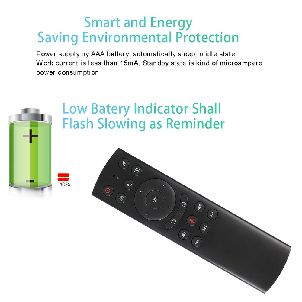 LEMFO-mando a distancia G20 Air Mouse para caja Android TV, dispositivo inalámbrico de 2,4G con giroscopio, micrófono, aprendizaje IR, proyector de PC