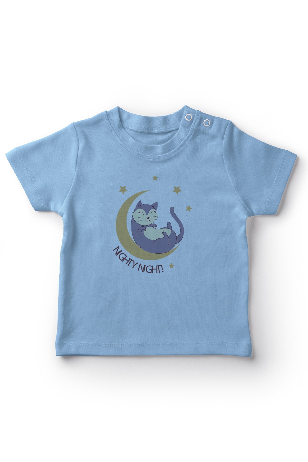 Angemiel bébé mois sur chat tee shirt bébé garçon bleu