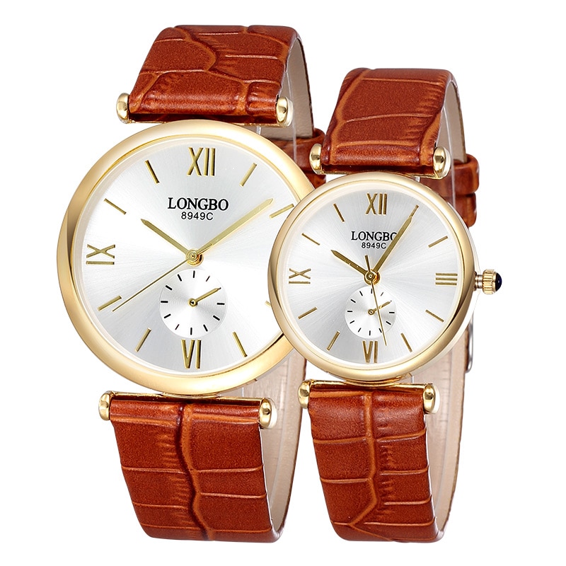 Modieuze Luxe mannen en Vrouwen Modieuze Waterdichte Quartz Paar Horloge Lederen Band Horloge Multifunctionele Horloge