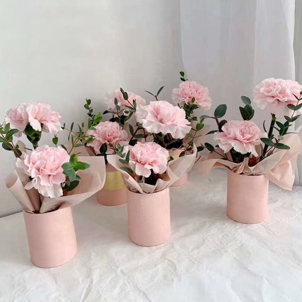 Mini blomlåda förtjockat papper praktisk väska kraft handväska rumsdekor bröllopsros festlåda förpackning för födelsedagsfest