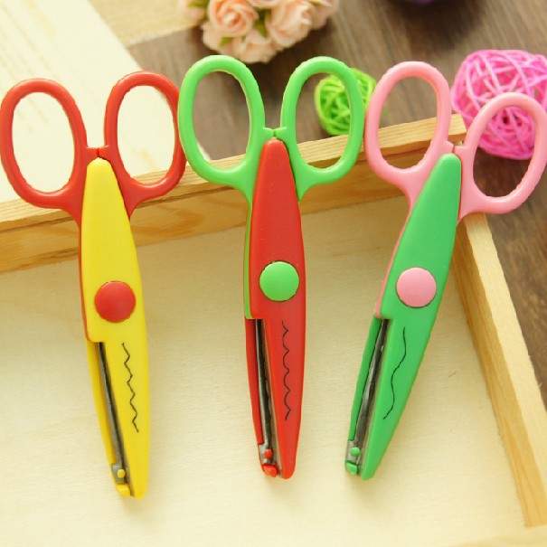 Juego de tijeras para manualidades decorativas para niños, para cortar papel, cinta de tela, álbum de fotos, de álbum de recortes, cortador escolar, 6 unids/set