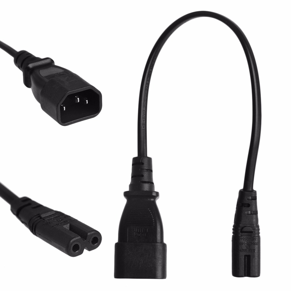 IEC 3-Pin Kettle C14 Male To C7 Female Converter Adapter Cable For PDU UPS 30CM