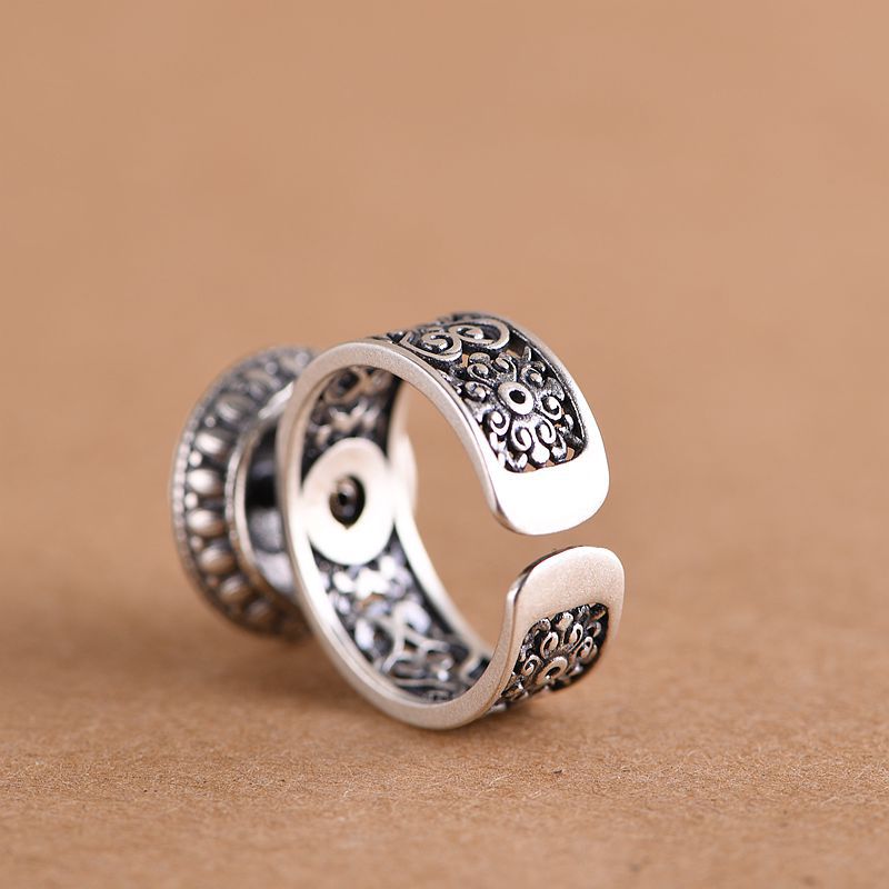 BALMORA Reale Dell'argento Sterlina 925 Tradizionale a Sei Carattere Proverbio Open Rotante Anelli per Le Donne Dell'annata Gioelleria Raffinata E Alla Moda Anelli