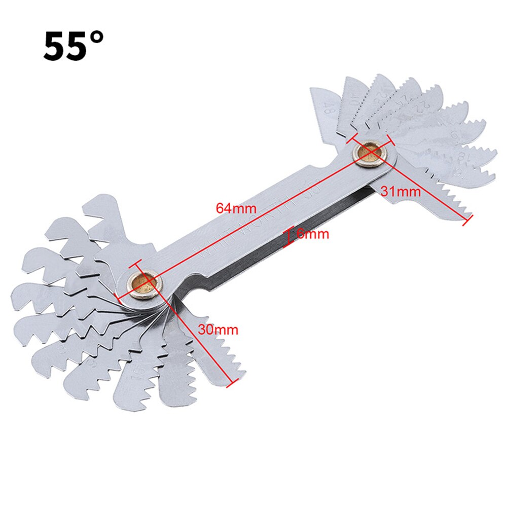 Screw Pitch Gauges 55/60 Degree Metric Inch Pitch Gauges Thread Plug Gauge Gear Tooth Screw Measurement Carbon Steel Lathe Tools: A degree inch