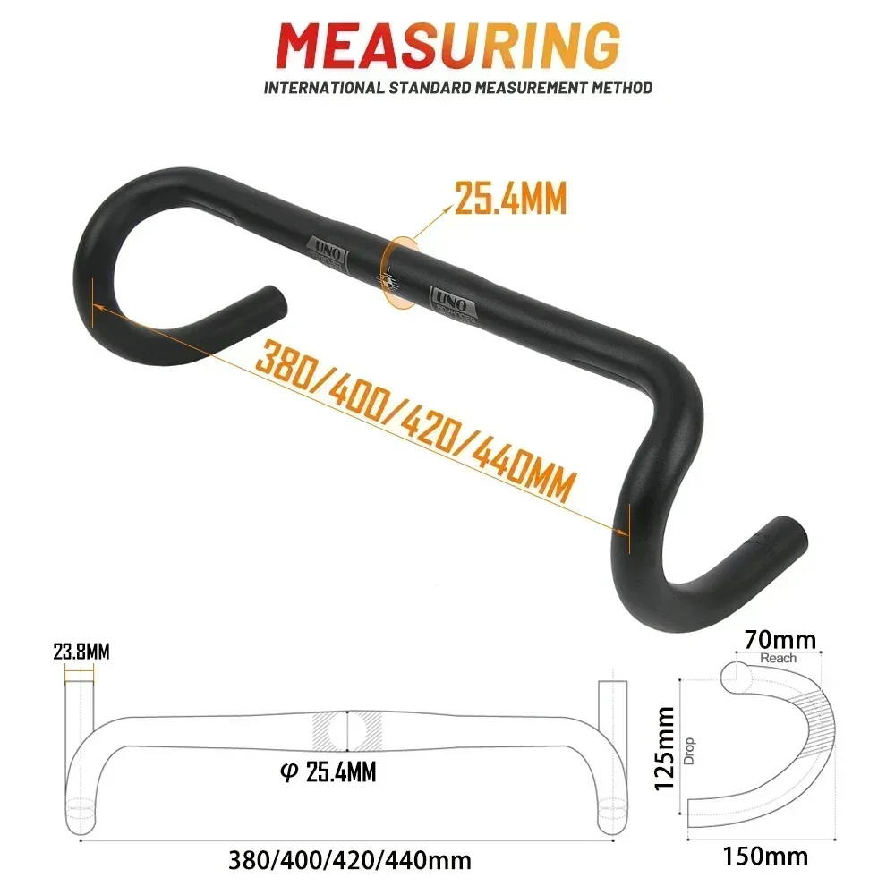 UNO Aluminiumlegierung Rennen Rennrad Lenker gebogen Bar Fahrradlenker 25,4/31,8 mm 360/380/400/420/440 MM Fahrradzubehör