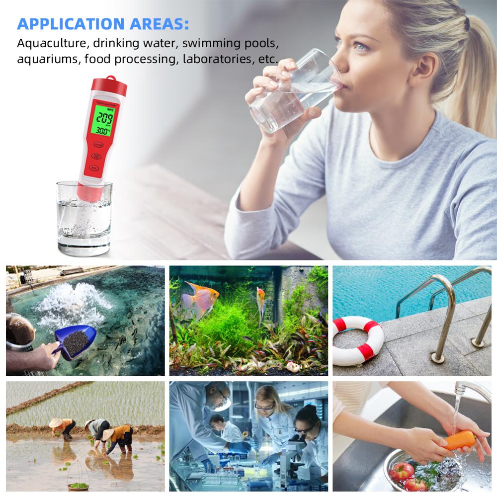 Yieryi 4 in 1 PH/TDS/EC/Temperature Meter PH Tester Digital Water Monitor Tester for Pools, Drinking Water, Aquariums