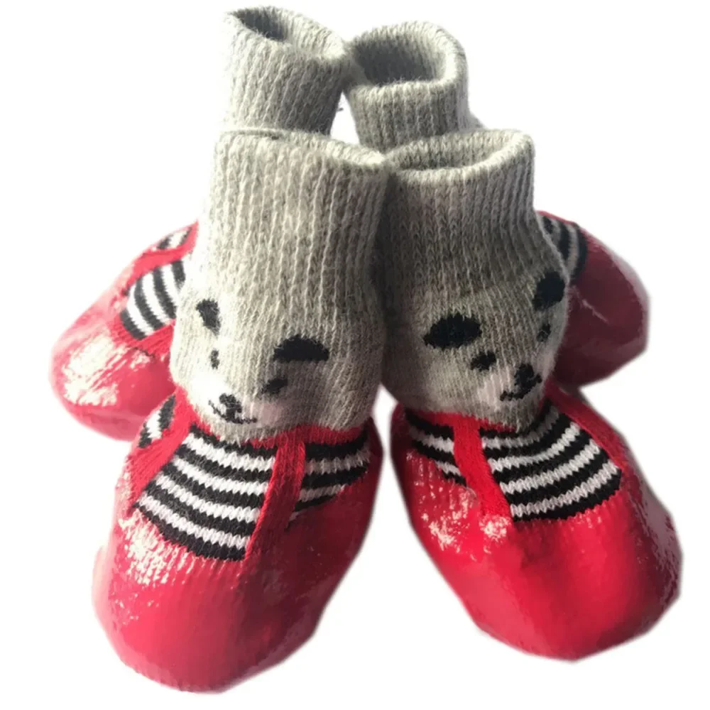 Antislip hondensokken Waterdichte schoenen Sokken voor honden Sokken Antislipzolen Verstelbare kleine hondenpootbeschermer voor buiten, binnen: S / Rood