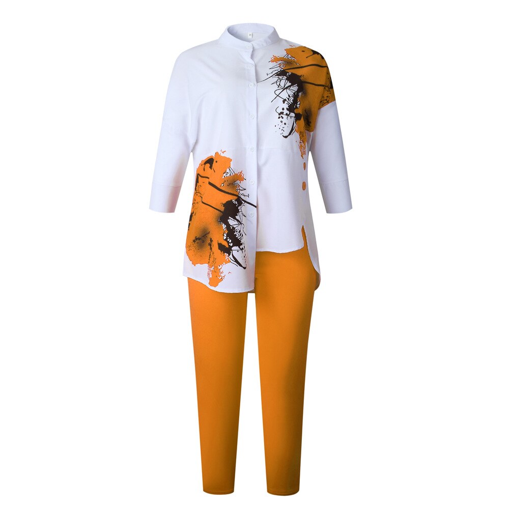 2 Stuk Sets Afrikaanse Sets Voor Vrouwen Afrikaanse Print Elastische Bazin Baggy Broek Rock Stijl Dashiki Mouw Beroemde Pak voor Lady: YELLOW / L