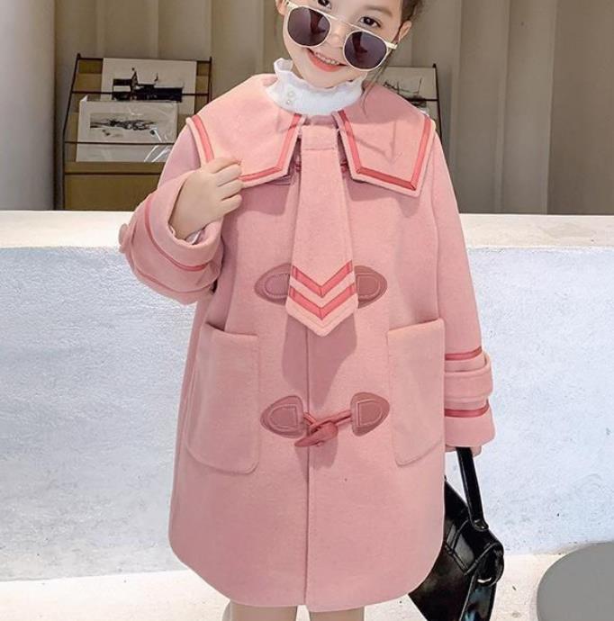 Abrigo de lana estilo pijo para niña, abrigo grueso y cálido, mezcla de lana vintage, prendas de vestir, Otoño e Invierno