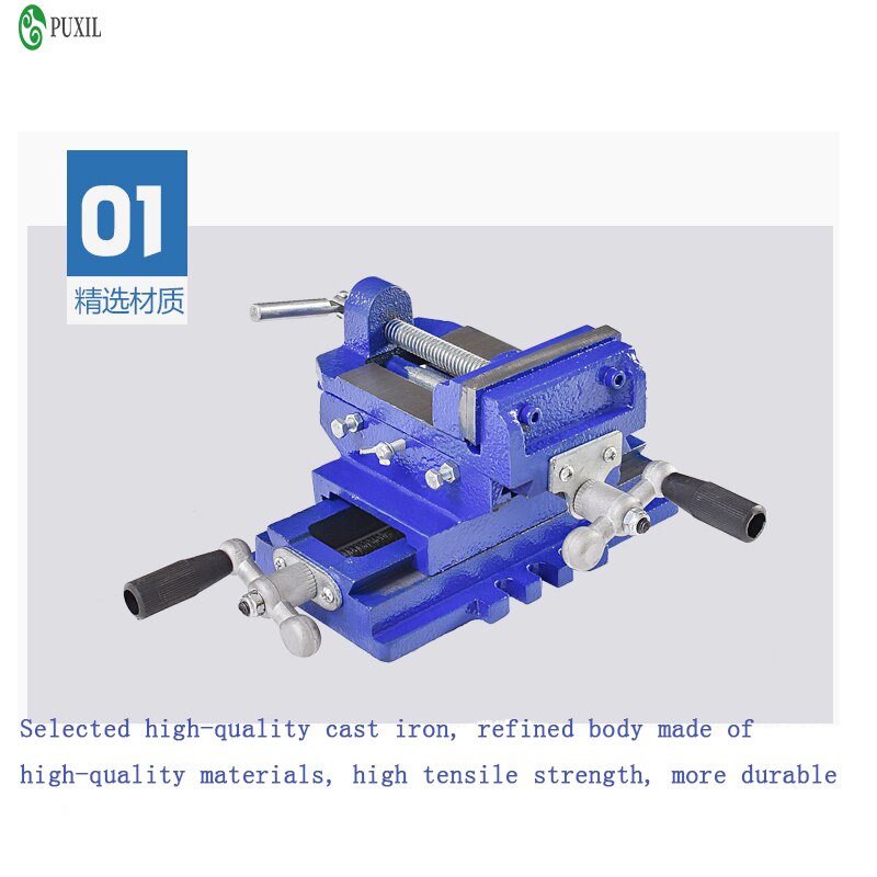 Two-Way Movement Bench Drill Operating Platform Flat Tongs Precision Bench Vise Clamp Tool Heavy Duty Cast Iron Plain Vice