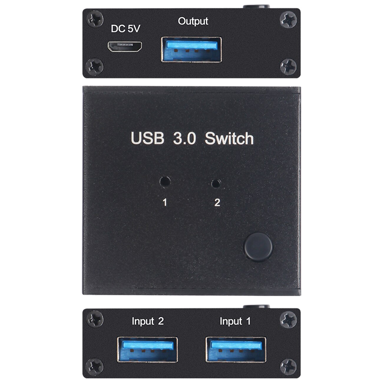 2 Ports USB 3.0 Switcher 2 In 1 Out Selector 2 Computers Sharing 1 USB Devices For Keyboard Mouse Printer Scanner USB Disk