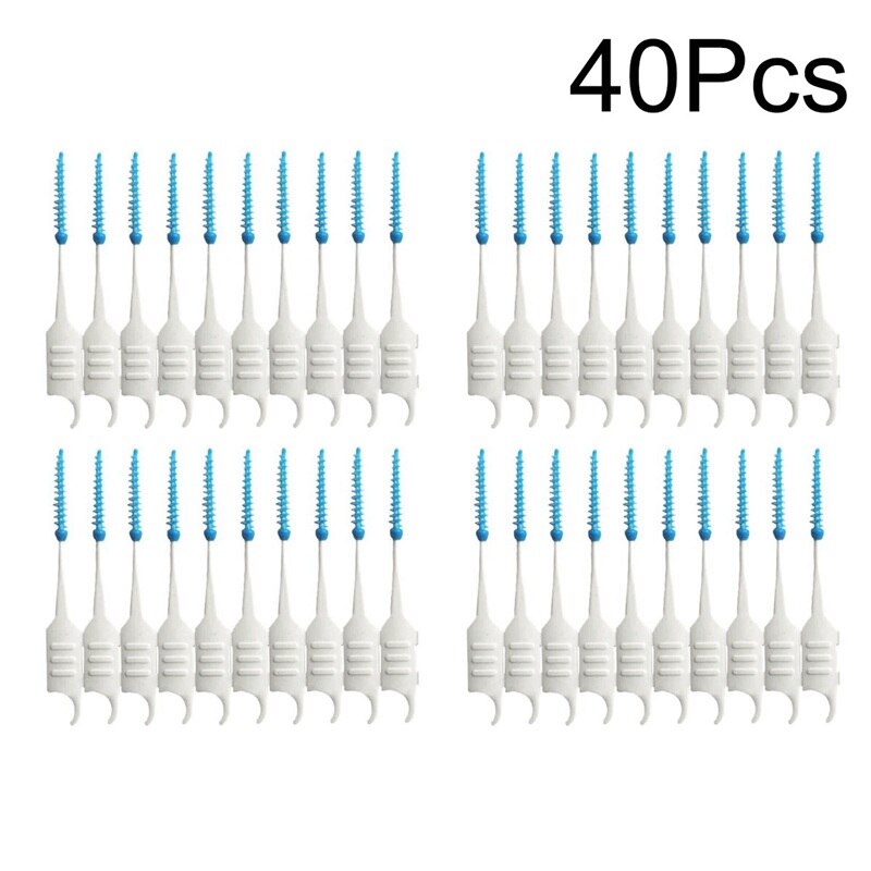 40pcs Teeth Toothpicks Dental Floss Picks Interdental Brush Stick Tooth Clean