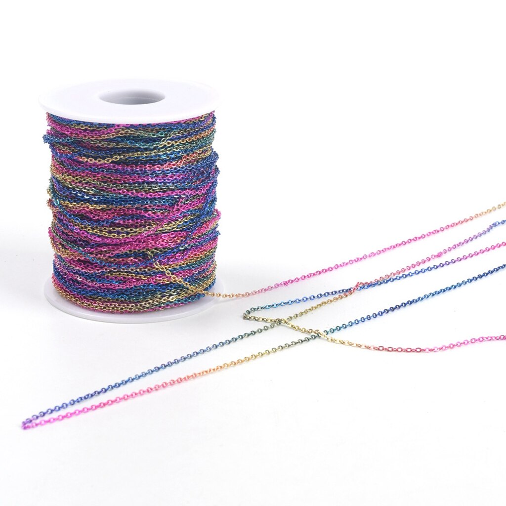 Correntes ovais de arco-íris com 2 metros/pake, 1.5mm 2.5mm, corrente de ligação oval para fazer joias, acessórios de correntes o planas para pulseira diy
