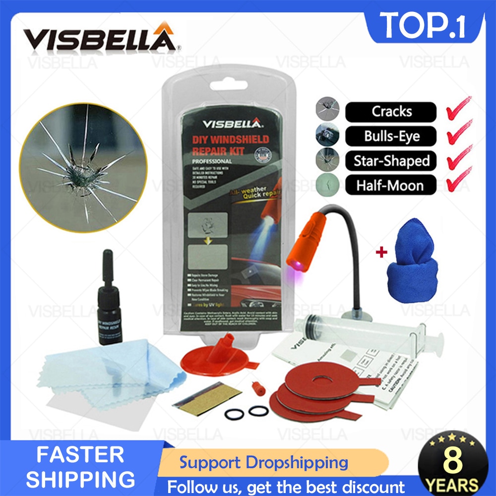 VISBELLA Car Windshield Repair Kit DIY Window Repair Tool Windscreen Glass Scratch Crack Restore Renewal Window Screen Polishing