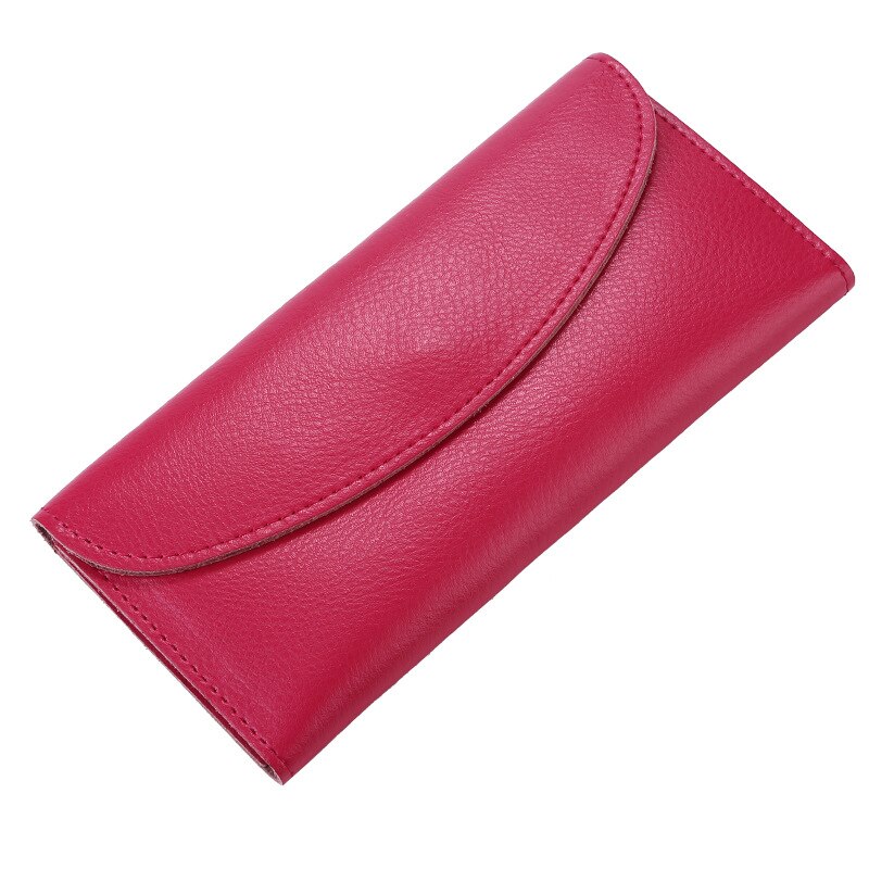 Womens Wallets and Purses Women Wallets Famous Women Wallet Genuine Leather Long Wallet Cow Leather Wallet Men: Rose Red