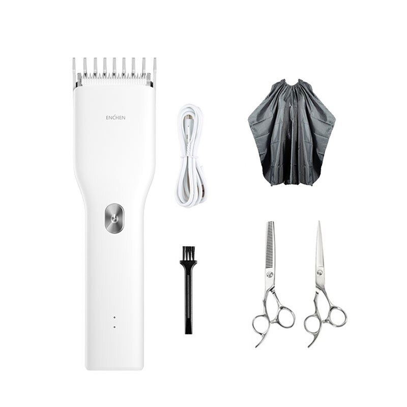 ENCHEN Boost Electric Hair Clippers Men Children Ceramic Cutter Hair Cutting Machine Rechargeable Barber Trimmer: White Set6