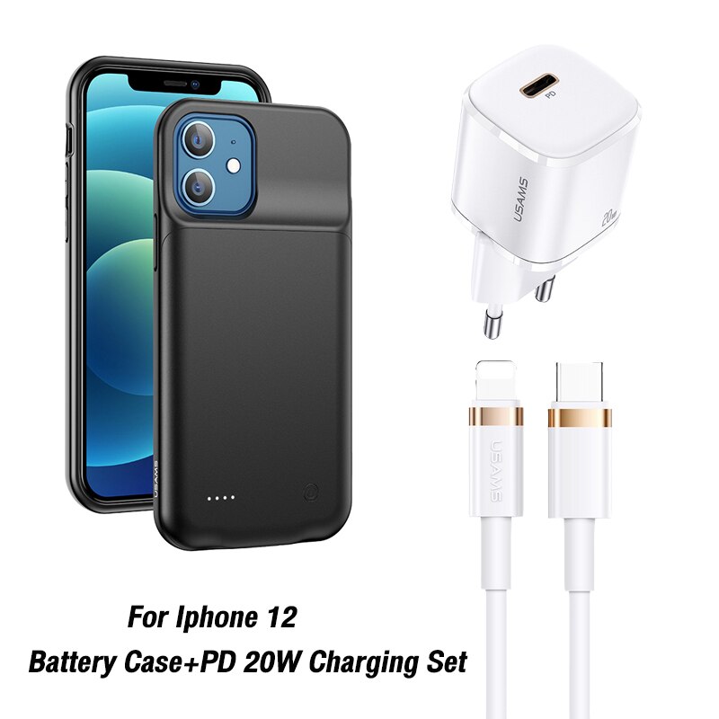 USAMS ładowarka tylna obudowa dla Iphone 12 pro max mini Power Bank ładowarka pokrywy skrzynka dla iPhone 11 Pro max X XR 6 7 8 plus: 12 white