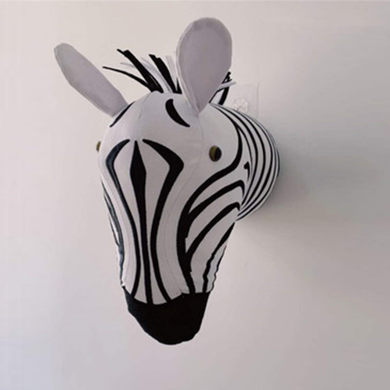 Baby børnehave 3d vægdekoration monteret kawaii fyldt elefant / giraf / zebra væghængende legetøj børneværelse dekor jul: Zebra