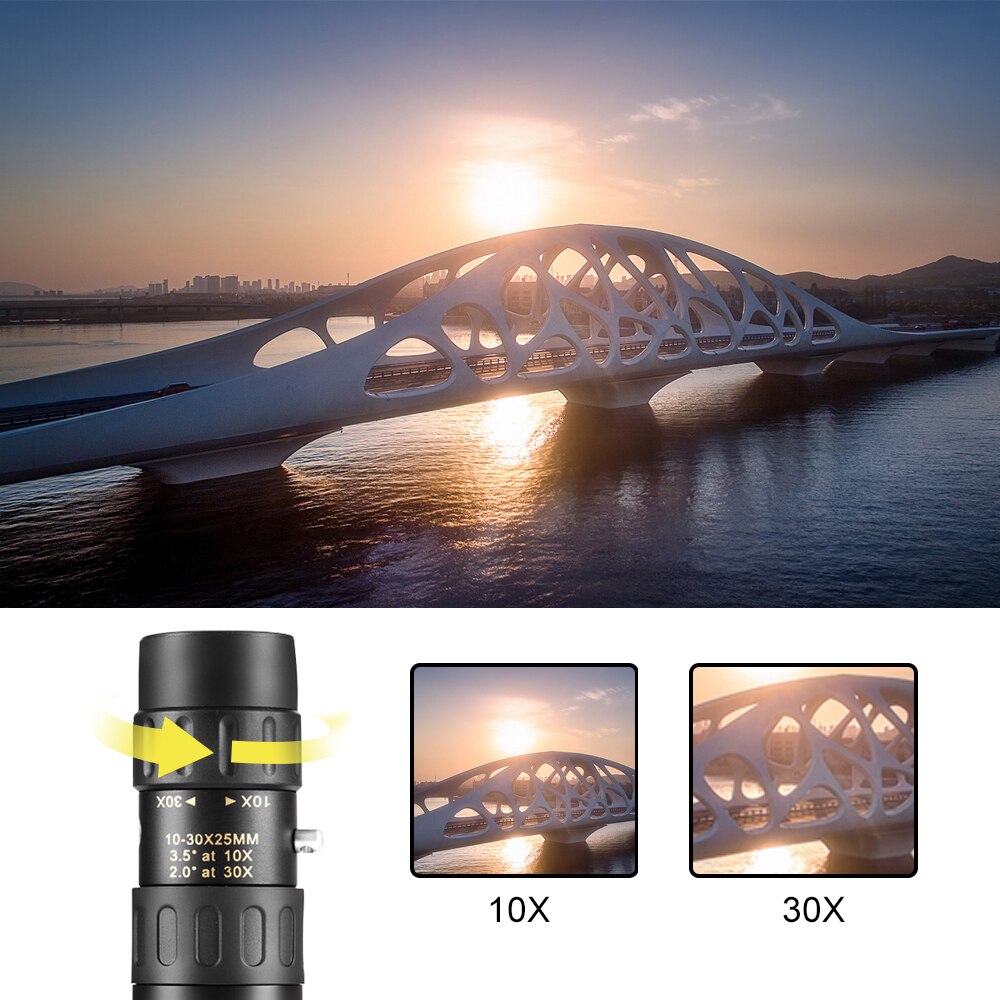 4k 10-300x 40mm bärbart zoommonokulärt teleskopstelefon bärbart zoommonokulärt teleskop+stativ+klippmobiltelefonlins
