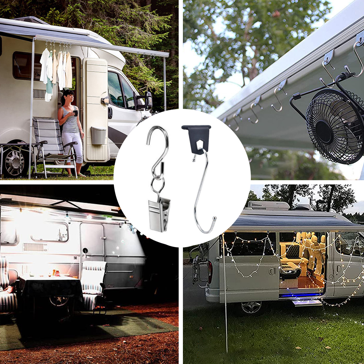 Caravan Awning Hanger Holder RV Camper Awing S Hook Clips For Caravan Camper Awning Motorhome Tarp Clamp Tent Canopy Clip