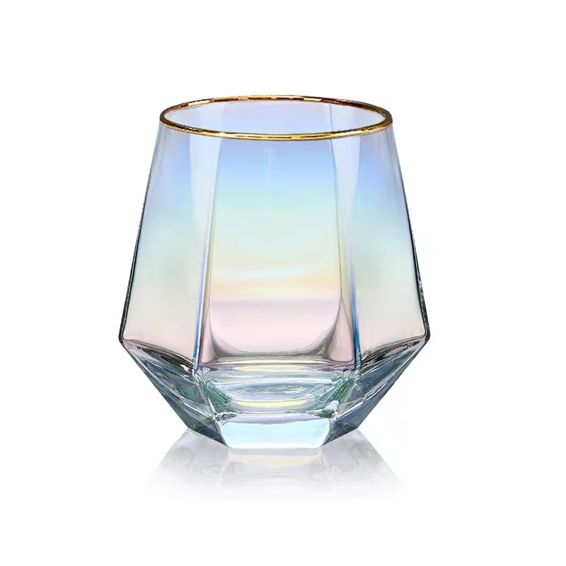 300ml Hexagonal Edge Wine Glasses Transparent Cocktail Glass Party Bar Club Banquet Drinking Ware Champagne Lemon Water Cup: Yellow