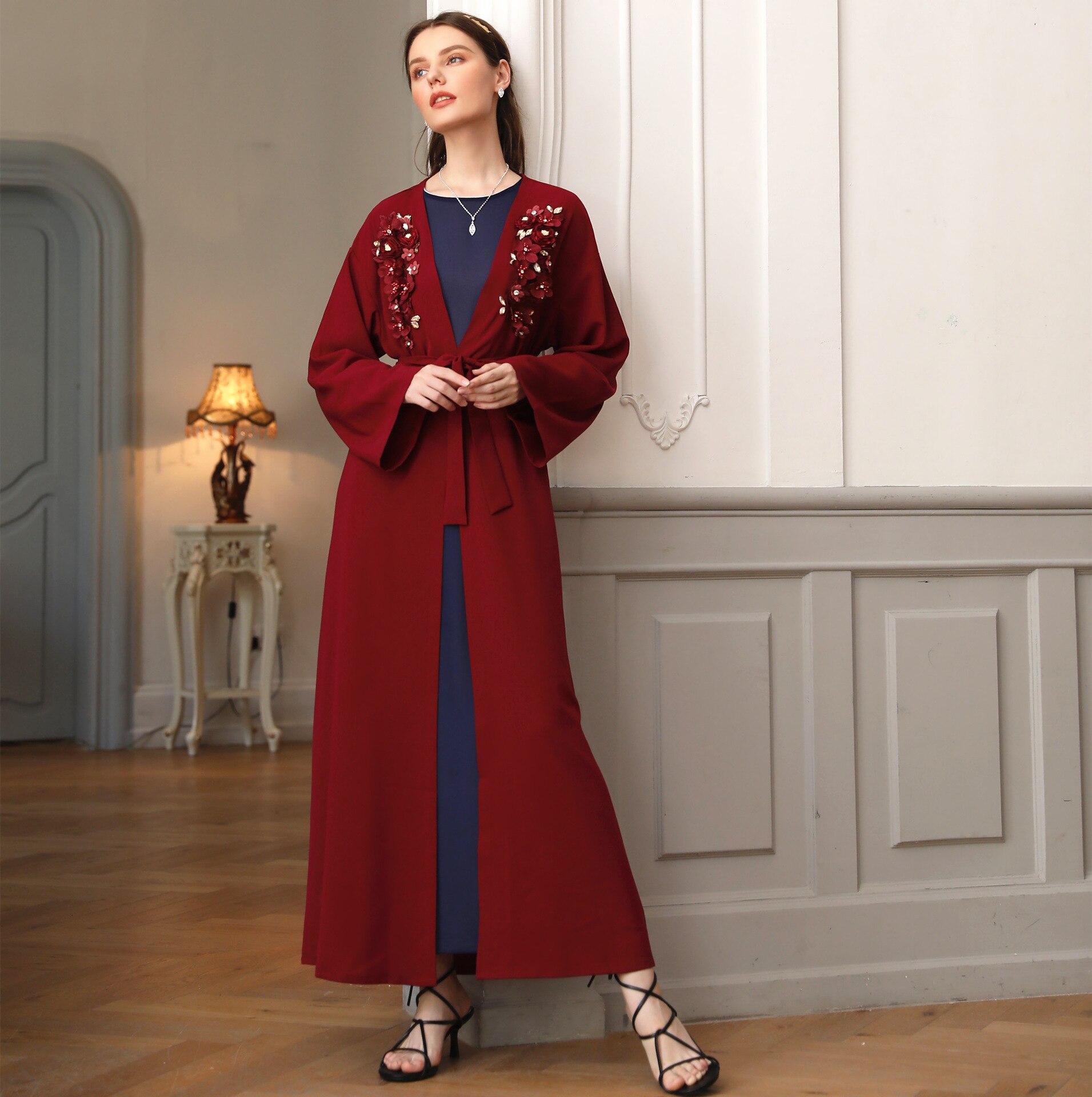 Abaya Kimono muzułmański sweter hidżab sukienka turecki islamska odzież Abayas dla kobiet Kaftan dubaj Kaftan Oman szata Djelaba Femme