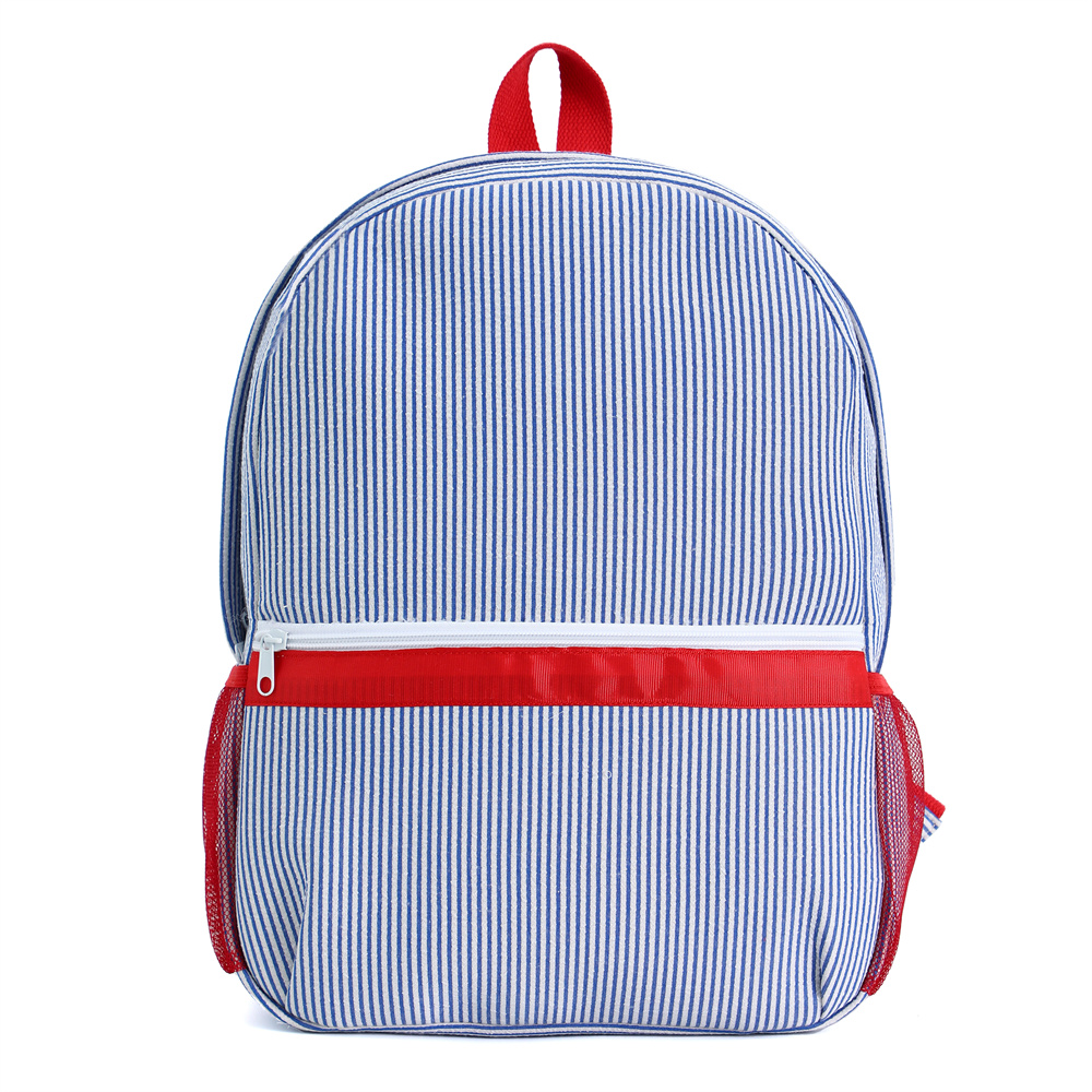 Seersucker gestreepte rugzak peuter klassieke schattige kinderen schoolboekentas voorschoolse kleuterschool kinderen tas: Black