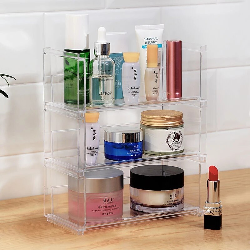 Wyczyść witryna na kosmetyki robić makijażu stojak na lakier robić paznokci perfumy etui na szminki łazienka Organizer na biurko przechowywanie kosmetyków stojak