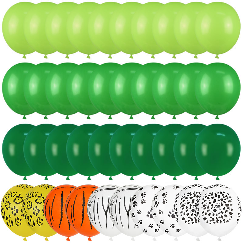 40 pezzi di palloncini verdi impostato di coriandoli metallici palloncini giungla safari animali decorazioni per feste di compleanno bomboniere per bambini: smeraldo