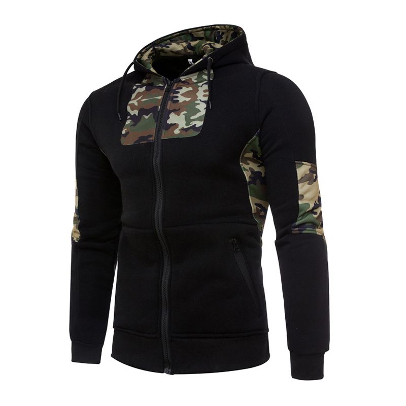 Outdoor winter antumn Men\'s army green camouflage fleece cardigan sports jogging training leisure coat teenagers