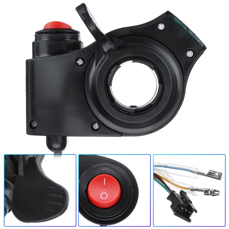 1 Set Electric Vehicle Voltage Display Switch Handle Finger Thumb Throttle Scooter with Power LED Display Handlebar Grips